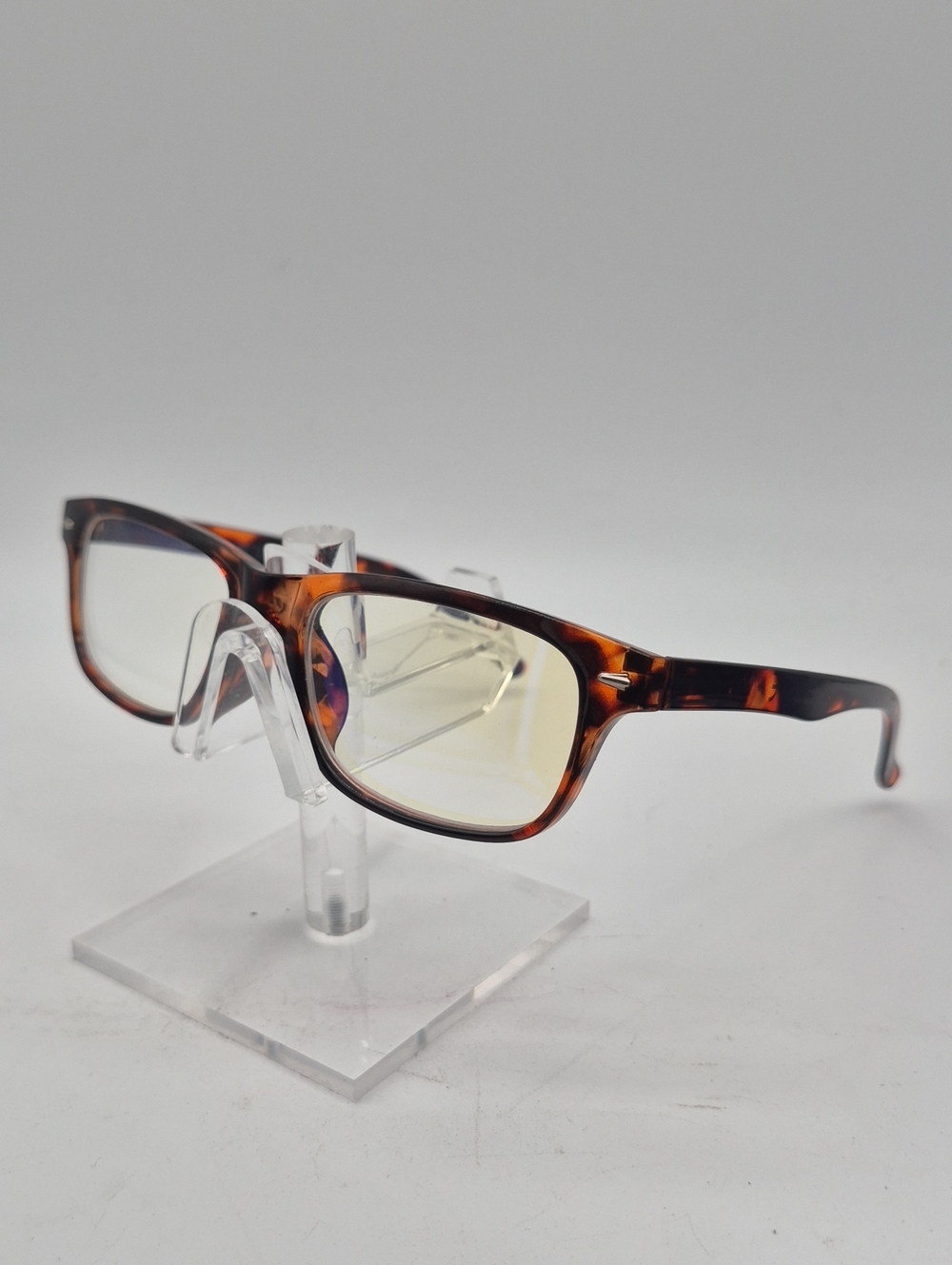 Men's Tortoiseshell Rectangle Blue-Light Glasses